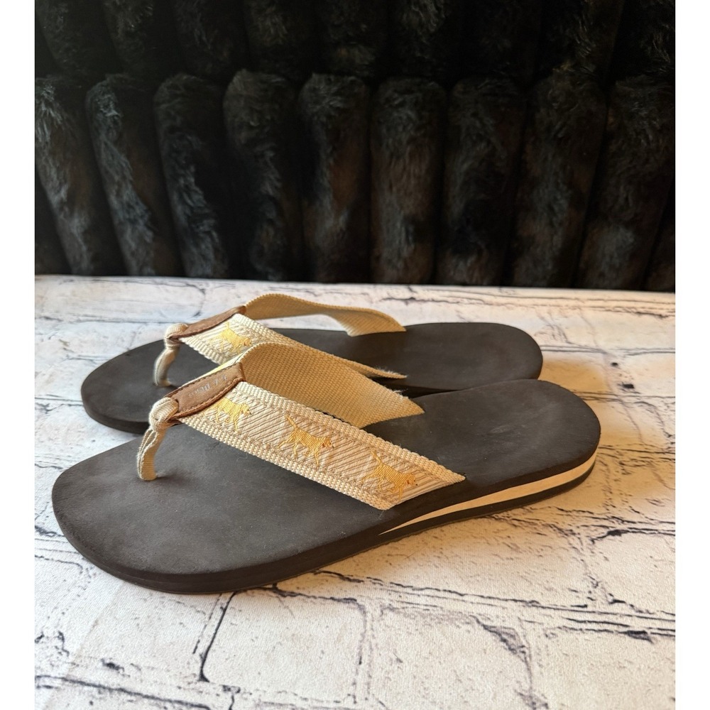 LL Bean Original Maine Isle‎ Flip-Flops Beach Sandals Yellow Labrador Women's 10